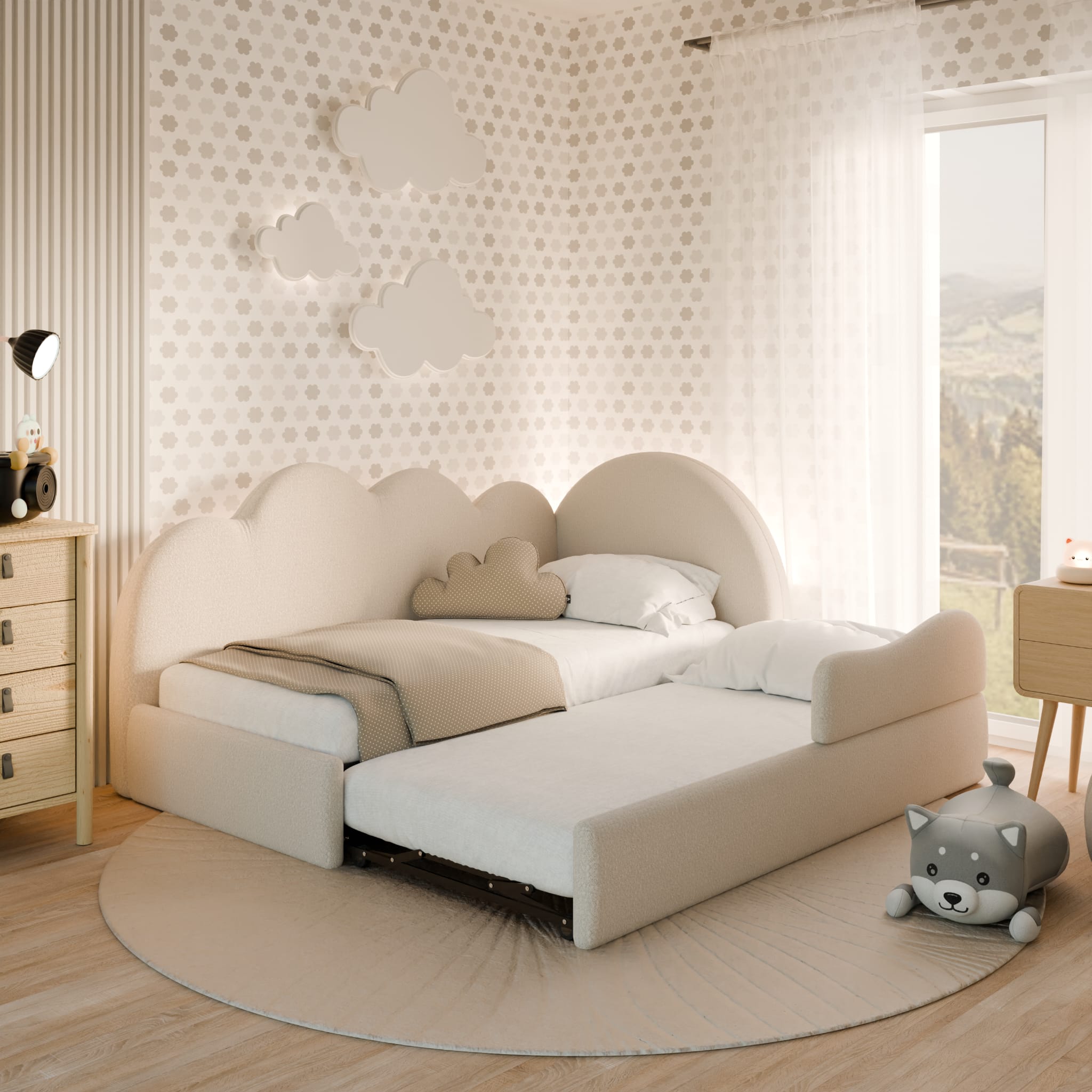 Łóżeczko dziecięce Chmurka w wersji z dodatkowym równym spaniem - obrazek 2
