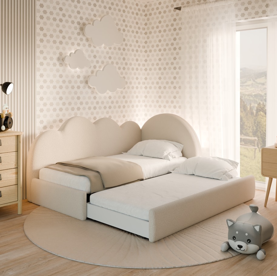 Łóżeczko dziecięce Chmurka z szuflada oraz dodatkowym spaniem